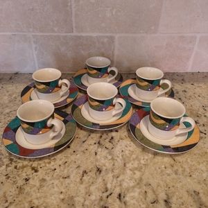 SOLD - Mikasa Studio Nova Impulse Espresso Cups and Saucer Set of 6